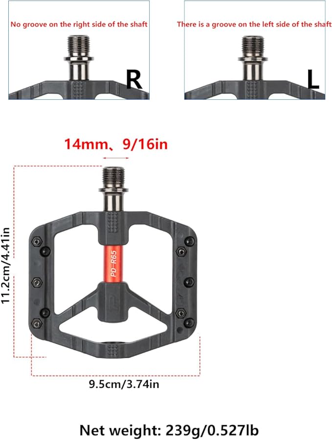 Bicycle Pedals for Mountain/Road/Folding/Touring Bikes - Nylon Body with Aluminum Alloy Sleeve, Chrome-Molybdenum Steel Axle, 3 Sealed Bearings, 9/16" Standard Thread