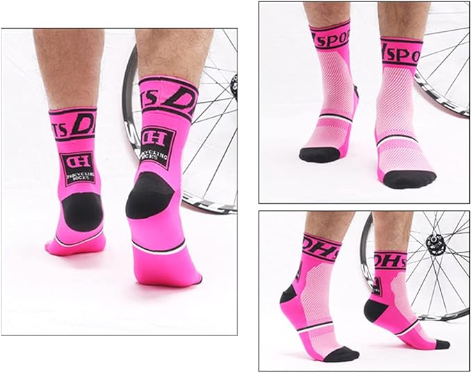 Cycling Socks Pro Mens Womens Riding Socks Bicycle Bike Sport Ankle Athletic Socks XC MTB BMX Black White Pink Blue Green