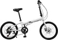 Folding Bike, Foldable Bicycle with 7 Speed Gears 20-inch Wheels Easy Folding City Bicycle with Dual Disc Brakes for Adult, Teenager, Traveling, Exercising, Commuting