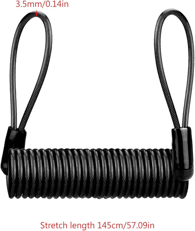 Motorcycle Disc Lock Spring Reminder,Motorcycle Reminder Cable Disc Lock Cable Anti-Theft Spring Wire Rope Motorcycle Bike Scooter Disc Lock Security Cable