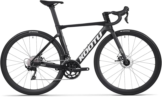 KOOTU Carbon Road Bike, T800 Lightweight Carbon Fiber Frame Racing Bicycle with Shimano 105 R7000 22 Speed Groupset and Mechanical Disc Brake for Adult