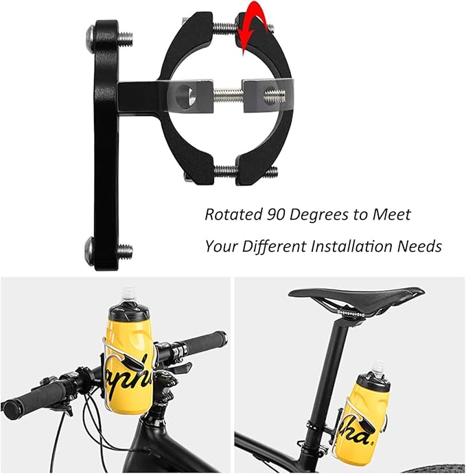 Platt Bike Bottle Cage Mount Aluminium Alloy Bicycle Water Bottle Cage Handlebar/Seatpost Mount for Road Bikes MTB Kids Bike（Black A）