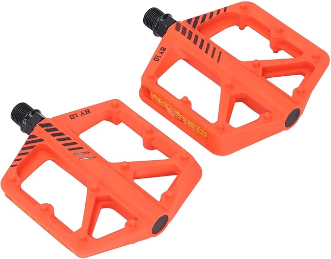 Cycle Pedal Nylon Fiber Enlarged Anti Slip Flat Platform Pedal for Road Mountain Cycle Lightweight Robust Durable Universal Fit 1 Pair (Orange)