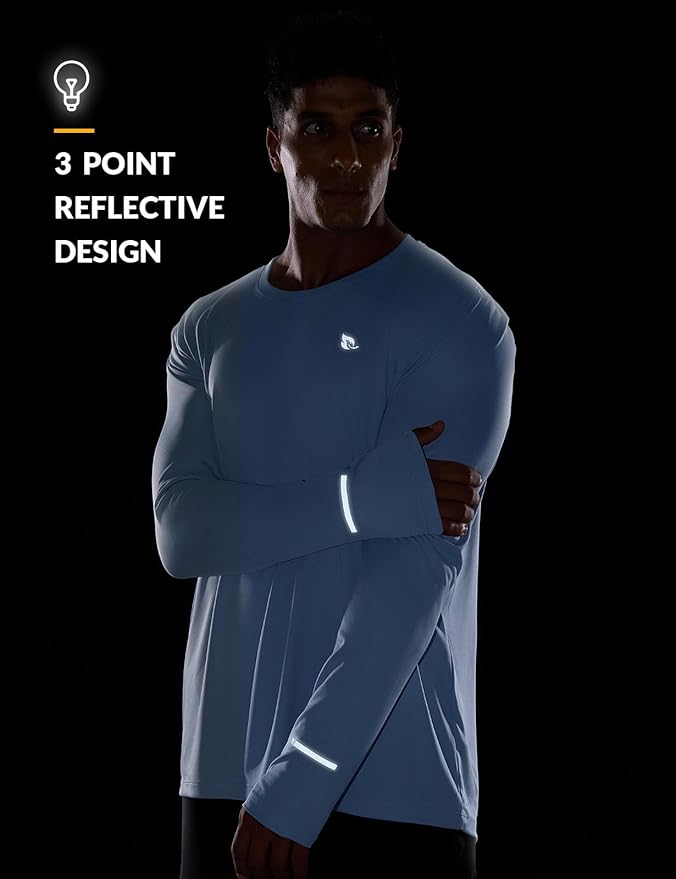 baleaf Men's Mountain Bike Shirts Long Sleeve Loose-fit Cycling Jersey Zipper Pocket UPF 50+ Workout Hiking Athletic Running