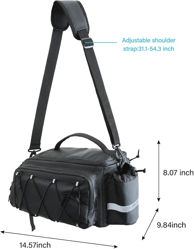 MOSISO Bike Rack Bag,10L Bike Trunk Handbag Waterproof Bicycle Rear Seat Saddle Pouch with 2 Side Pockets, Cycling Storage Luggage Pouch with Rain Cover&Shoulder Strap for MTB Bicycle E-Bike, Black