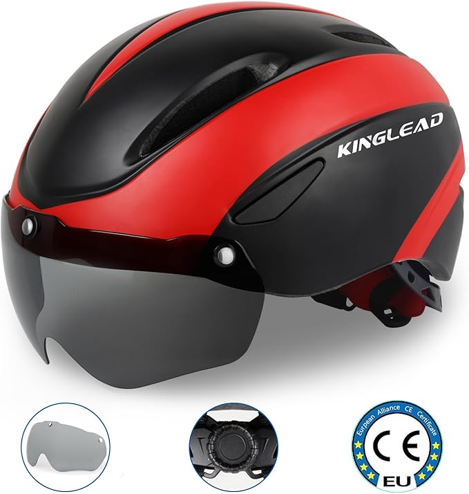 Bike Helmet for Adults Bicycle Helmet with Detachable Magnetic Googles & Adjustable Dial for Mountain Bikes, Road Bikes, Electric Bikes, Scooter