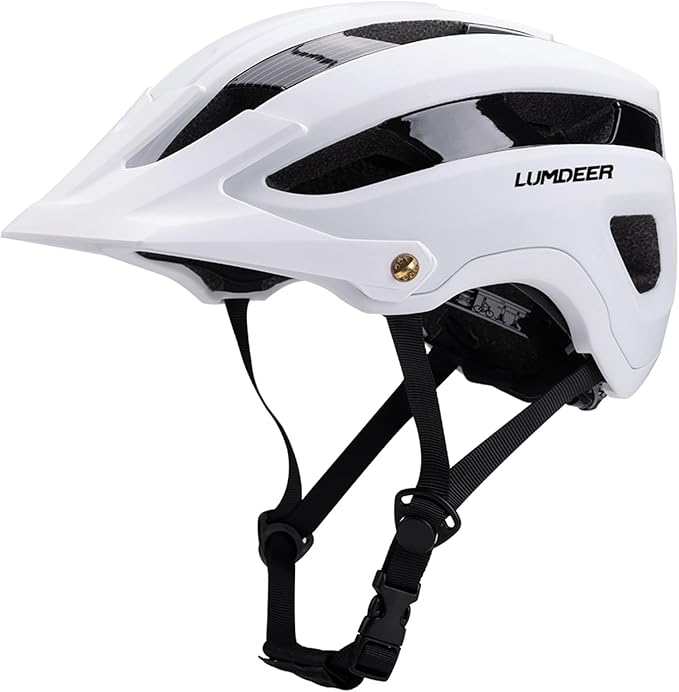 LUMDEER Bike Helmet for Adults - Mountain Bicycle Helmet with Rechargeable Light, Airflow Visor, Lightweight Ajustable Biking Helmet for Men Women