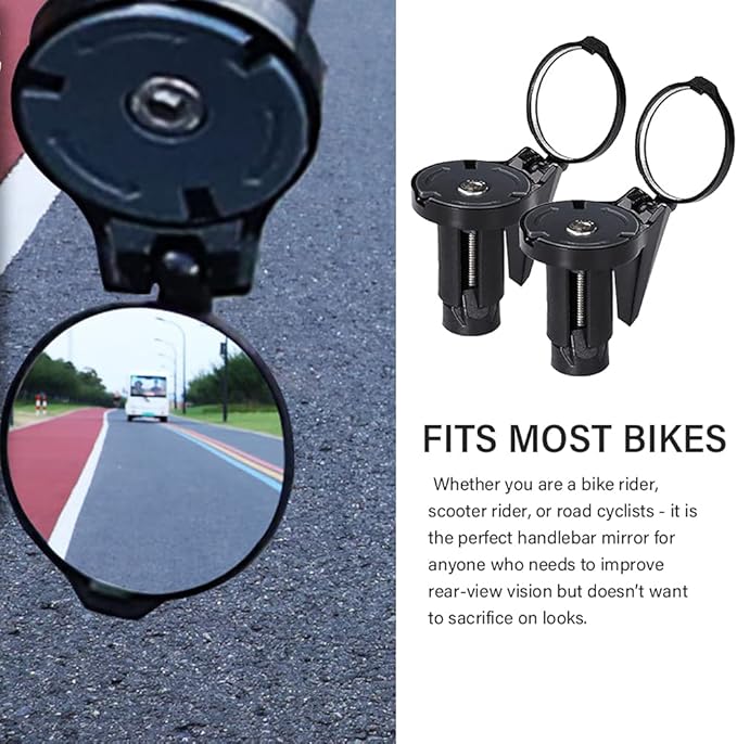 Bike Mirror, 2 pack Folding Bike Rear View Handlebar Mirror, Rotatable Bicycle Mirror for Mountain Road Bikes, 360-degree Rotation, 1.18 x 1.77inch