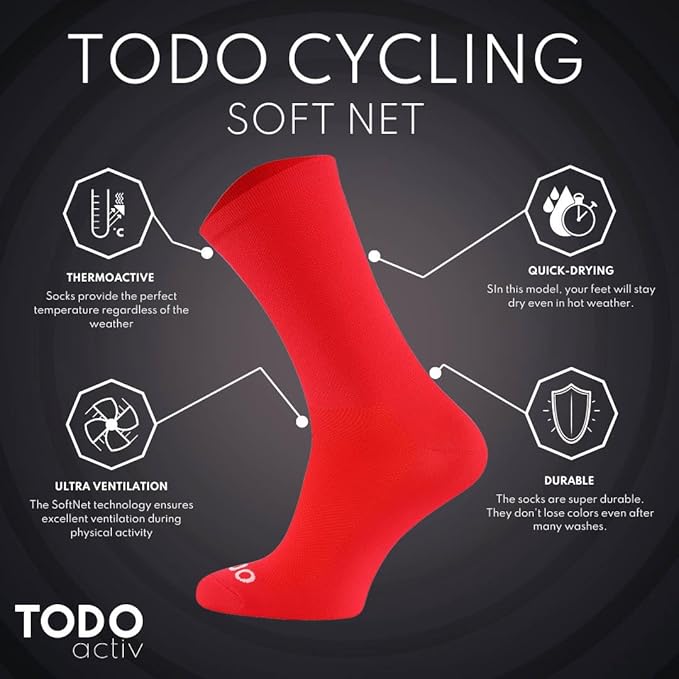 TODO PRO Cycling Socks - Breathable Bike Socks for Men and Women