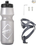 GEMFUL 24 oz Cycling Water Bottle and Cage Set BPA Free Bike Water Bottle Holder Combo Lightweight Leakproof Drink Bottles fits MTB Mountain Road Bicycle Sports Gym Workout