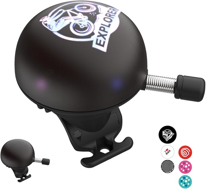 Electric Bike Bell - Rechargeable Bike Horn with 5 Loud Sounds Up to 100dB Waterproof, Electronic Bicycle Horn - Classic Bicycle Ring Bell with Light for Adult Mountain Bike Handlebars Explorer