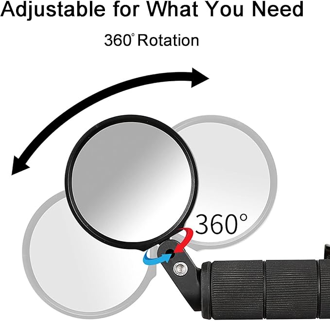 Bike Mirror, Bicycle Mirrors for Handlebars with 360-Degree Rotation and Unbreakable Convex Rearview Lens for Safe Cycling (2 PCS)