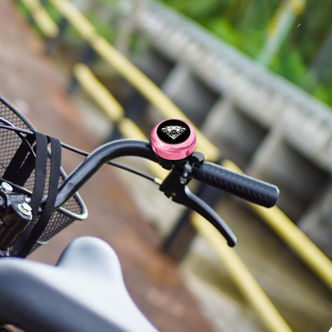 WIRESTER Pink Aluminum Round Bike Bell, Classic Ring Bicycle Bell, Bike Accessories Bell Ring for Adults Kids Girls Boys