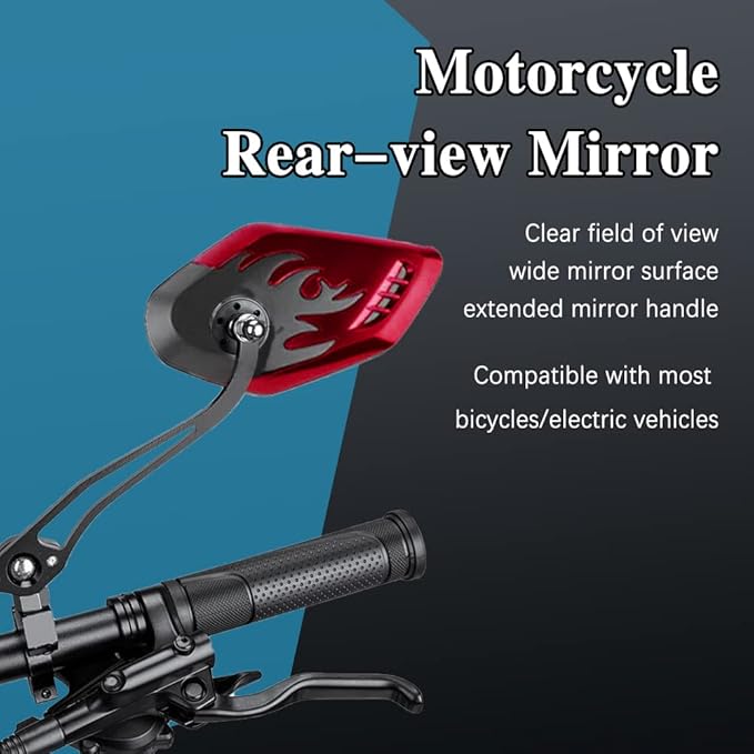 ASUBHA 2PCS Motorcycle Mirrors, Motorcycle Mirrors for Handlebar, Convex Handlebar Rear View Side Mirror with M8 M10 Bolt, Wide Angle Rear View Mirror Car Accessories for Scooter ATV UTV Dirt Bike