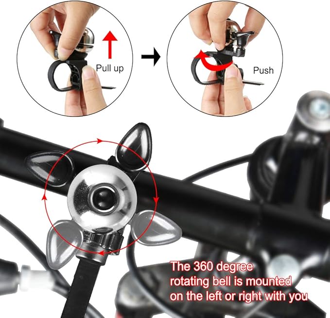 Accmor Classic Bike Bell, Adjustable Bicycle Bell Fits Any Bike Handlebar, Universal Bike Bell Loud Crisp Clear Sound Bike Bell for Adults Kids Bike