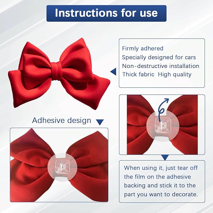 Motorbike Helmet Decor, Cute Fashion Large Bowknot Motorcycle Helmet Ornament, Automotive Exterior Rear Bumper Decoration for Girls Women, Universal for Truck Motorcycle Sedan (Red)