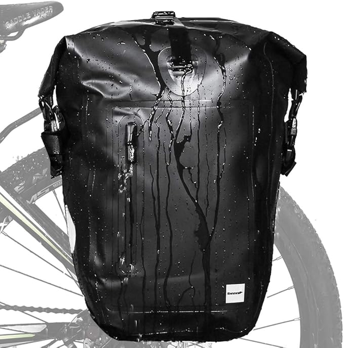 Rhinowalk Bike Pannier Bag Waterproof Bike Bag 23L for Bicycle Cargo Rack Saddle Bag Shoulder Bag Laptop Pannier Rack Bicycle Bag Professional Cycling Accessories-Black
