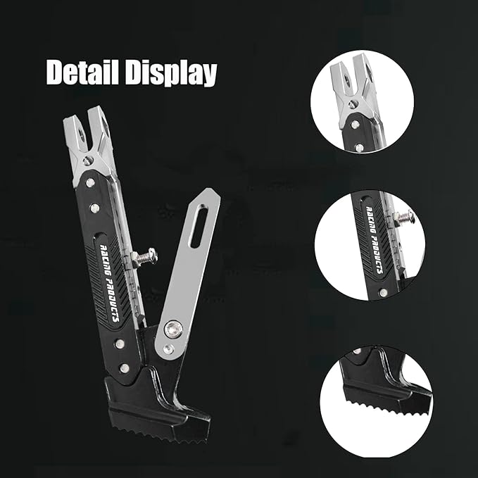 Motorcycle CNC Kickstand Adjust Tripod Holder Universal Aluminum Motor Scooter Modified Foot Side Stand Motorcycle Accessories (Silver)