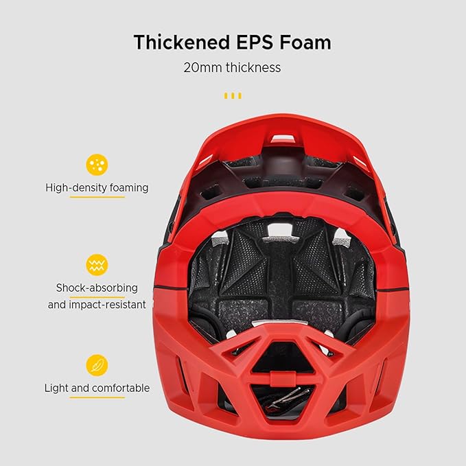 Lixada Adult Bike Helmet, Full Face Mountain Bike Helmet Lightweight Bicycle Helmet with Pads & Visor, Comfort Cycling Helmet Racing Downhill MTB Helmet for Men Women