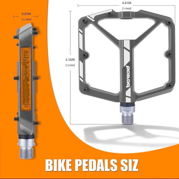 Bike Pedals 9/16" Lightweight Non-Slip Bicycle Platform Pedals - Fits Most Adult Bikes & Mountain Bikes &MTB, Road Bikes and Slip-Resistant Design