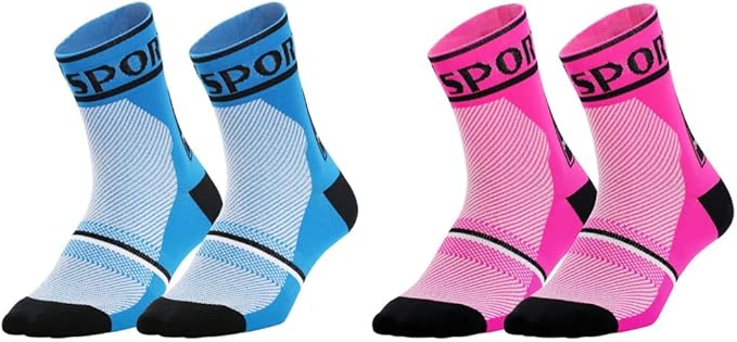 Cycling Socks Pro Mens Womens Riding Socks Bicycle Bike Sport Ankle Athletic Socks XC MTB BMX Black White Pink Blue Green