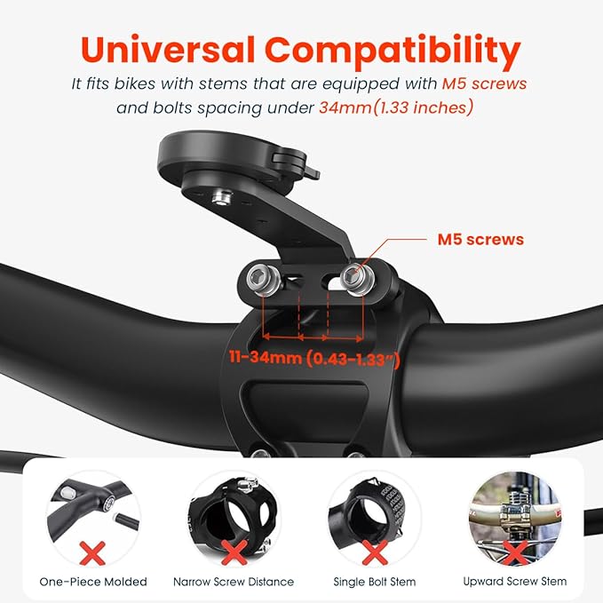 sincetop Bike Phone Holder, Aluminum Out-Front Bicycle Stem/Handlebar Phone Mount - 1S Quick Lock and Release Bicycle Phone Holder Universal for MTB Road Mountain Bikes, Action Cameras, Bike Lights