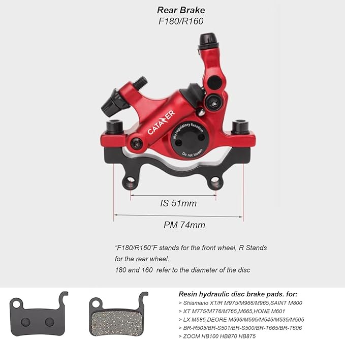 MTB Road XTECH HB-100 MTB Road Line Pulling Hydraulic Disc Brake Calipers Front & Rear Mountain Bike Disc Brake E-Bike Disc Brake Set