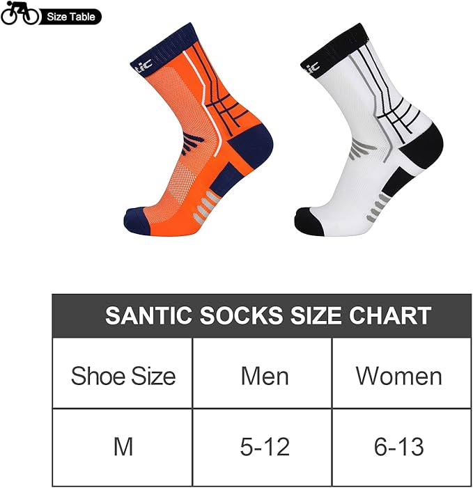 Santic Men's & Women's Cycling Socks Cotton Running Hiking Soccer Socks Crew Athletic Anklets