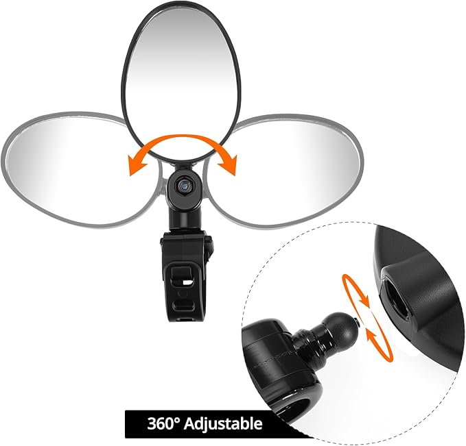 QWORK Bike Mirrors, 2 Pack 360-Degree Rotatable Handlebar Mirrors for Safe Cycling, Cycling Rear View Mirror
