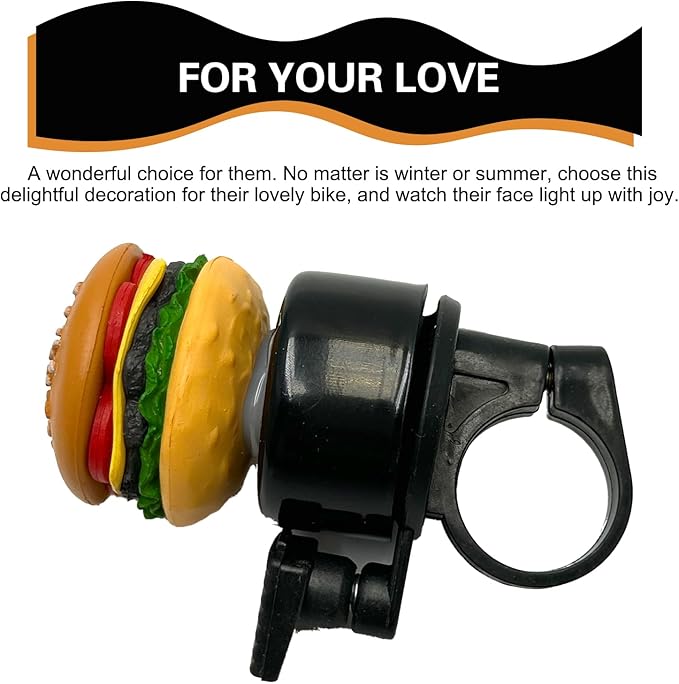 Bike Hamburger Bell, Aluminum Alloy Bicycle Bell with Plastic Base, Loud Crisp Clear Sound Bicycle Bells, Universal for Road Mountain Scooter Tricycles Bike