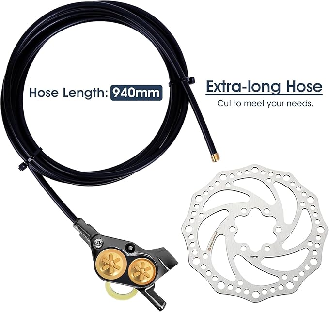 Kethvoz MTB Hydraulic Brakes Set 4 Pistons, Disc Brake Kit Front and Rear, Professional Bike Hydraulic Brakes w/ 180mm Brake Discs Rotor for E-Bike/Electric Bike Mountain Road Bicycle Biking
