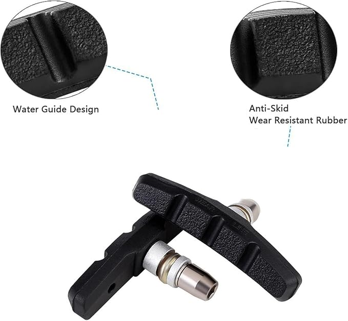 Bike Brake Pads Set, 3 Pairs Black Bike Brake Pads, Professional V-Brake Blocks for Mountain & Road Bicycles, 70mm for MTB Mountain Bicycle Universal V-Brake Blocks