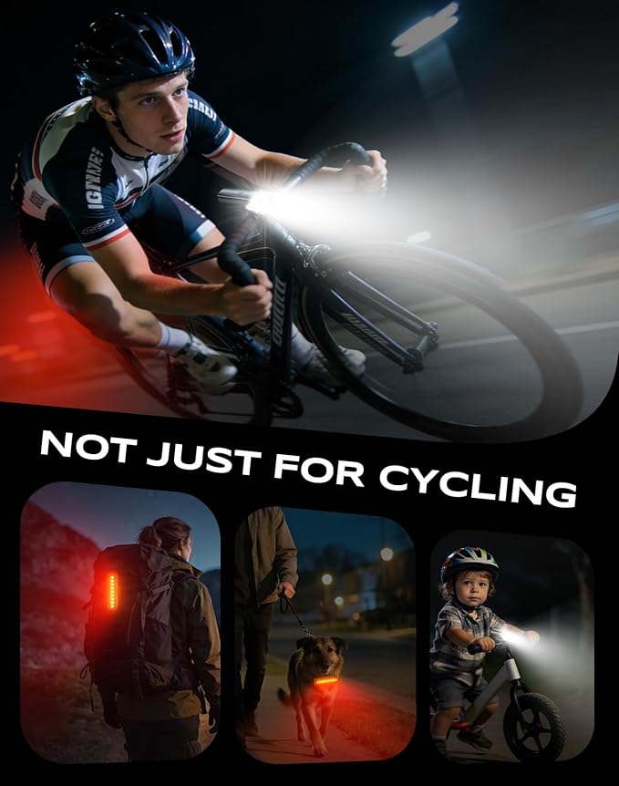 2026 New 1200LM Wide Angle Bike Lights for Night Riding, 3+5 Modes & IP65 Waterproof Bicycle Lights Front and Rear, Long-Lasting USB Rechargeable Towing Hitch Lights for Road Mountain Cycling