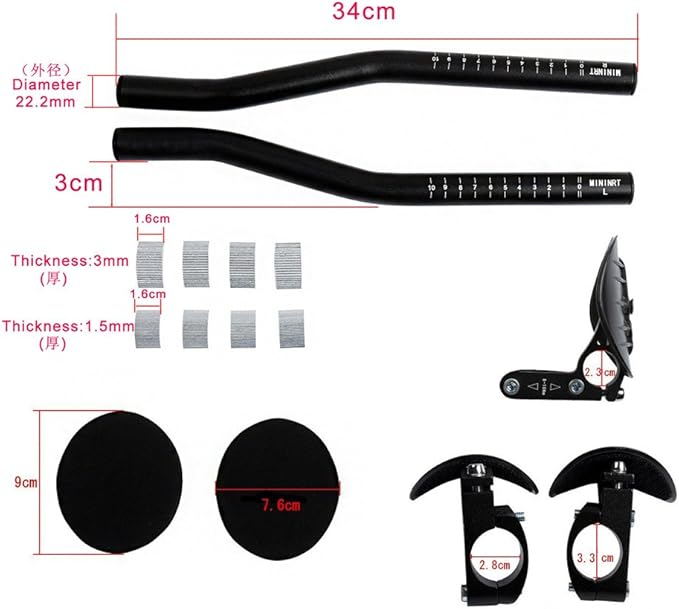UPANBIKE Bike Rest Handlebar TT Bar 31.8mm Cycling Triathlon Aero Bar for Road Bike or Mountain Bike