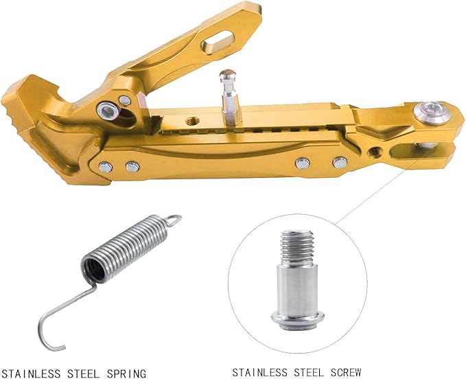 Universal Motorcycle Kickstand Adjustable Foot Side Support Parking Kickstand for Electric Motorbike Parking Foot Side Support Stand (Gold-1)