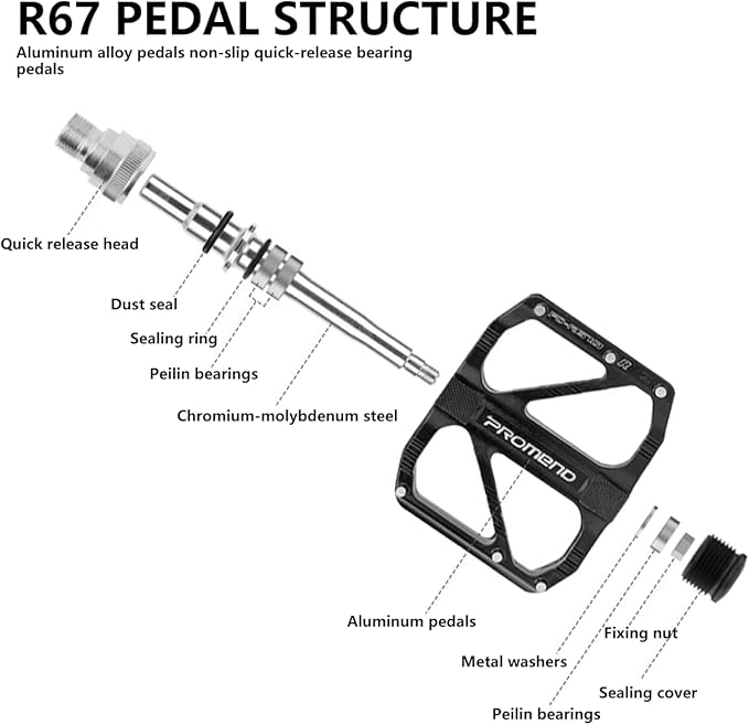 Road Bikes Pedal Mountain Bicycle Bicycle Pedals Quick Release Pedals Non-Slip Ultralight 9/16 inch 3 Bearings Design for Mountain BMX MTB Bike Cycling Road Bike Pedals