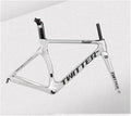 Carbon Fiber Road Bike Frameset 46/48/50/52/54cm Wind Breaking Racing Frame Internal Routing C Brake Frame Set QR 100mm/130mm (Color : Silver, Size : 46cm)