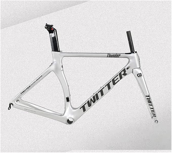 Carbon Fiber Road Bike Frameset 46/48/50/52/54cm Wind Breaking Racing Frame Internal Routing C Brake Frame Set QR 100mm/130mm (Color : Silver, Size : 48cmc)