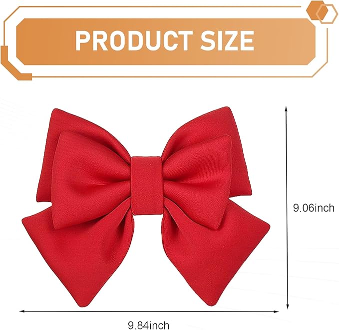 Large Bow Helmet Decoration, Cute Bow Helmet Accessory with Suction Cup, Removable Decorative Bow for Motorbike Helmets, Universal for Ski Bike Motorcycle Helmets (Red)