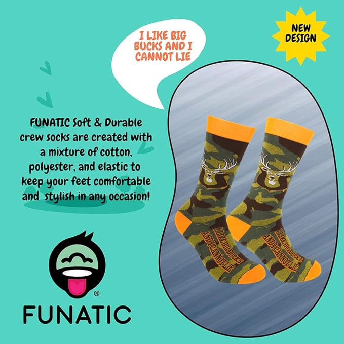 FUNATIC Funny Outdoor Themed Socks for Men Women - Novelty Gifts For Golfing, Fishing, Hunting, Bigfoot, Pickleball, and More