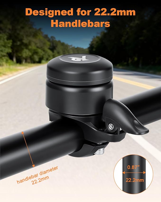 YBLNTEK Bike Bell for Apple AirTag, Copper Bicycle Bell Hidden AirTag Bike Mount GPS Tracker Case Waterproof for Adults Kids Bikes 0.87inch/22.2mm Handlebar, Anti-Theft,120dB Loud