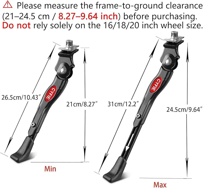 Cyfie Kickstand for 16 18 20 Inch Kids Bicycle, Bike Kickstand Center Mount Adjustable Aluminum Alloy Kick Stands for 16-20 Inch Kids Mountain Bike/Road Bike