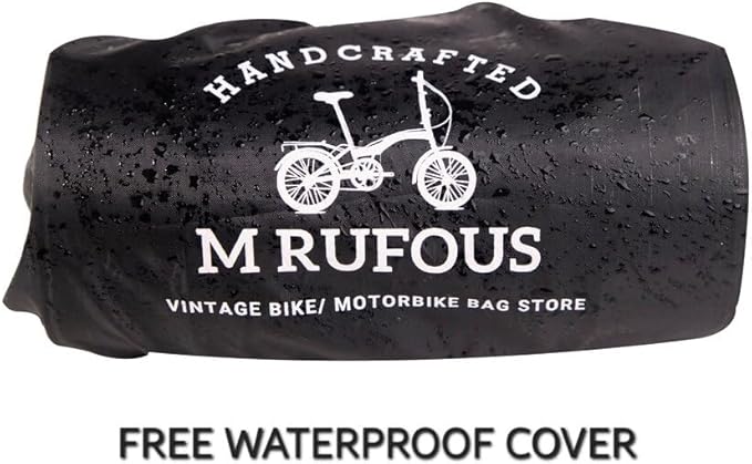 M RUFOUS Genuine Leather Under Seat Handlebar Bicycle Bag - Brown, Premium Handcrafted Bicycle Bag with Brass Buckle, Leather Bag for Cell Phone (Free Waterproof Cover)
