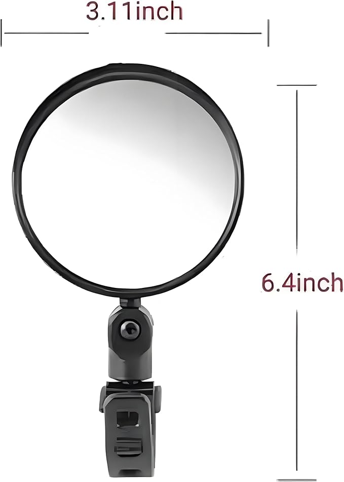2Pcs Adjustable Rear View Mirror for Bikes, Universal Rearview Mirror for Handlebars, Wide Angle Acrylic Convex Safety Mirrors for Bikes Road Mountain Bike