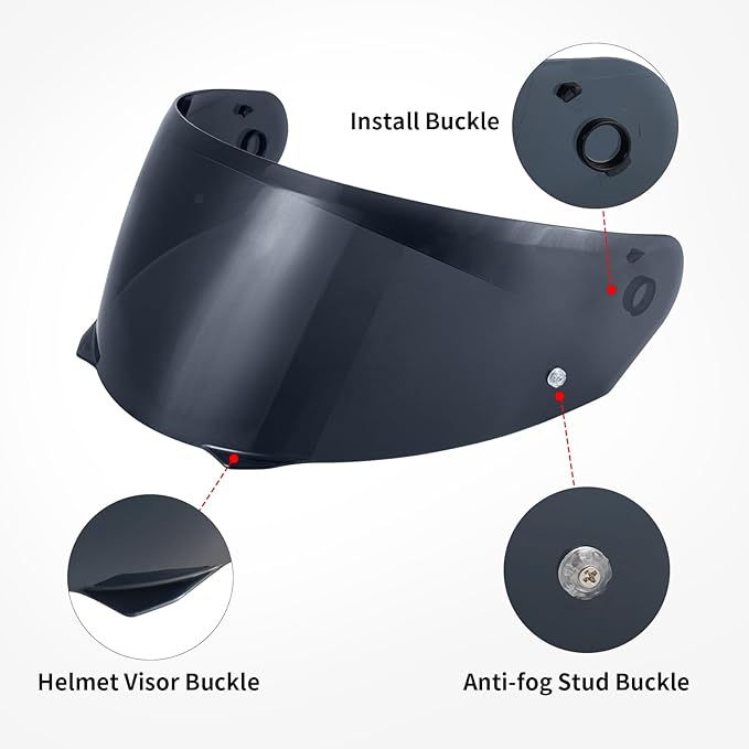 HJ-33 Visor Shield Replacement, I90 Visor Face Shield Compatible With HJ-33 Helmet Visor Accessories (Black)