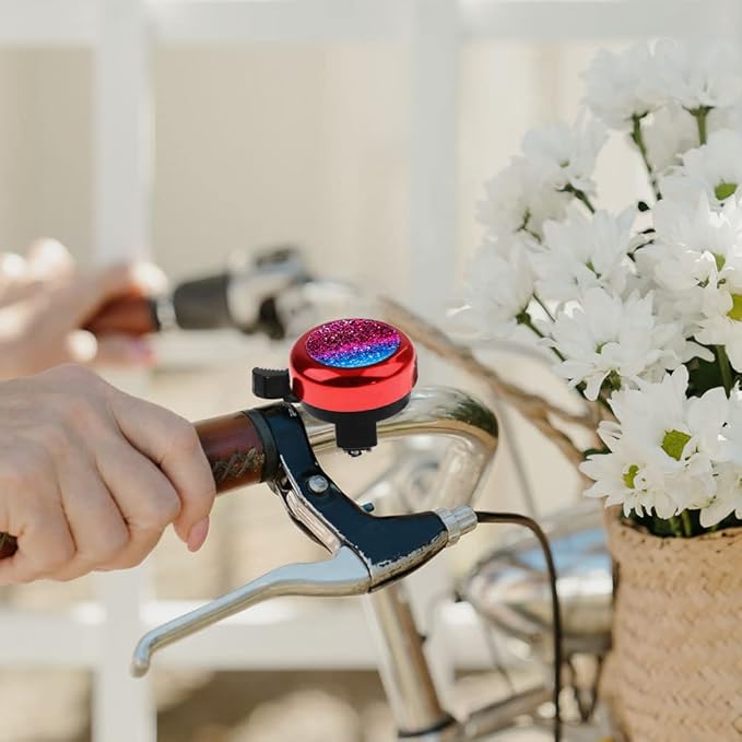 WIRESTER Red Aluminum Round Bike Bell, Classic Ring Bicycle Bell, Bike Accessories Bell Ring for Adults Kids Girls Boys