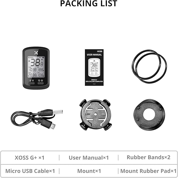 XOSS G+ GPS Bike Computer, Bluetooth ANT+ Cycling Computer, Wireless Bicycle Speedometer Odometer with LCD Display, Waterproof MTB Tracker Fits All Bikes Electric Bike (XOSS APP Support)