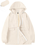 Avoogue Rain Jacket Women with Hooded Lightweight Waterproof Raincoats Packable Zipper Pockets Windbreakers