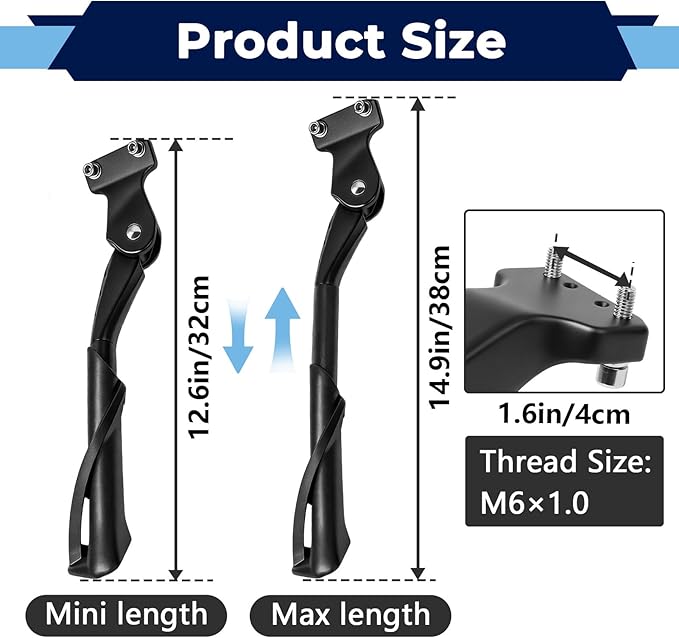 Kickstand for 20-22 Inch Bicycles, Ebike Kickstand Fit for Ridestar Q20 and Super 73, Non-Slip Kick Side Stand