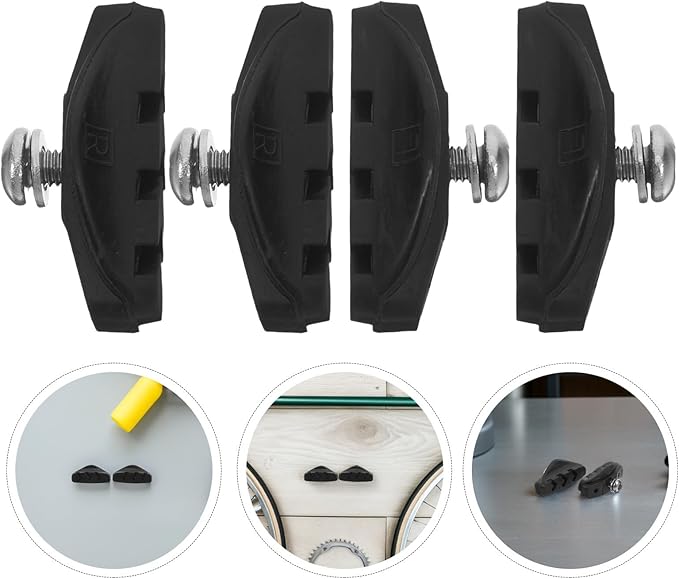 4pcs Road Bike Brake Pads Set with Rubber C-Brake Blocks, Black Bicycle Brake Pads for Outdoor Cycling, Compatible with C-Brake Systems
